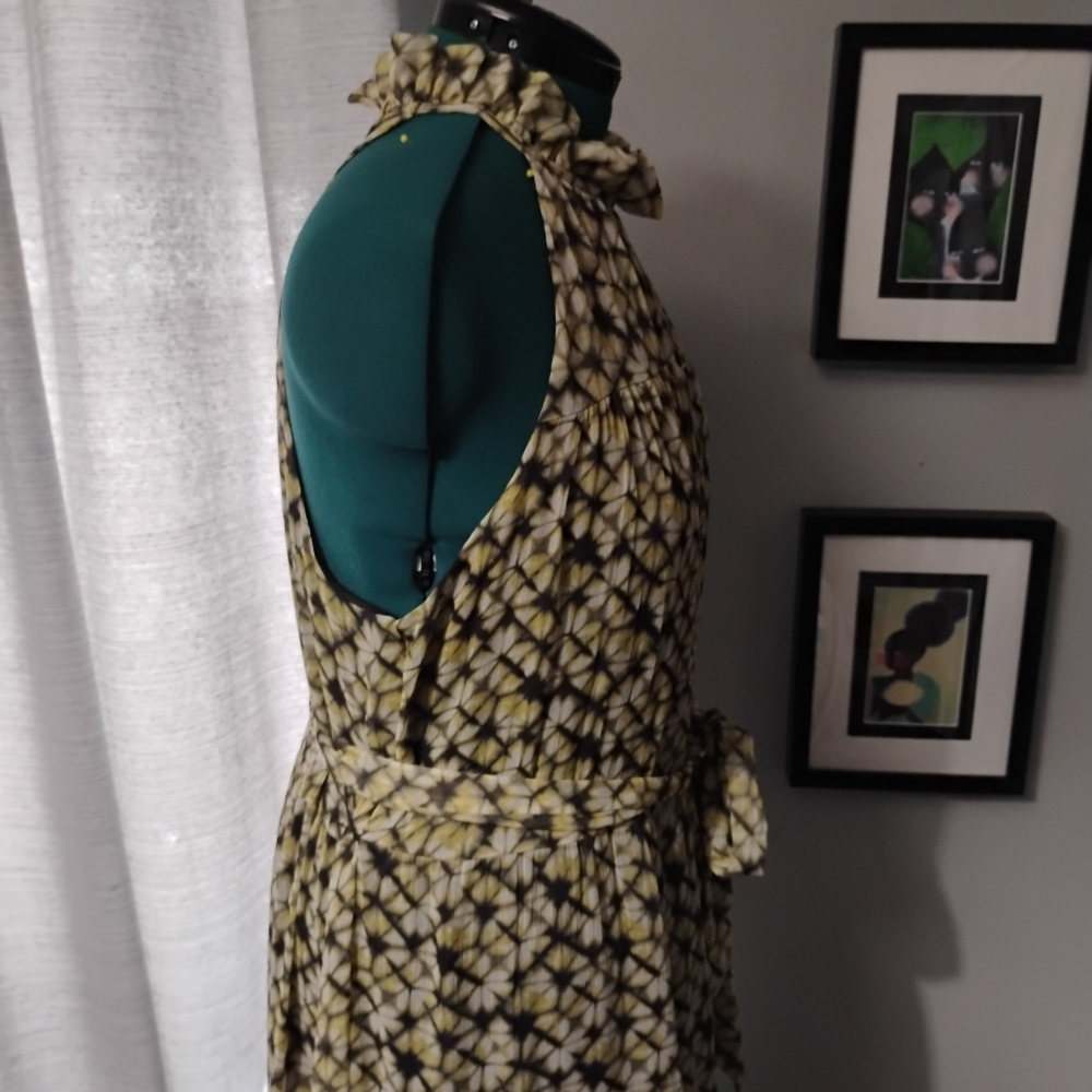 Banana Republic Ruffle Neck Abstract Print Maxi Dress Sz XL NWT - Picture 9 of 11